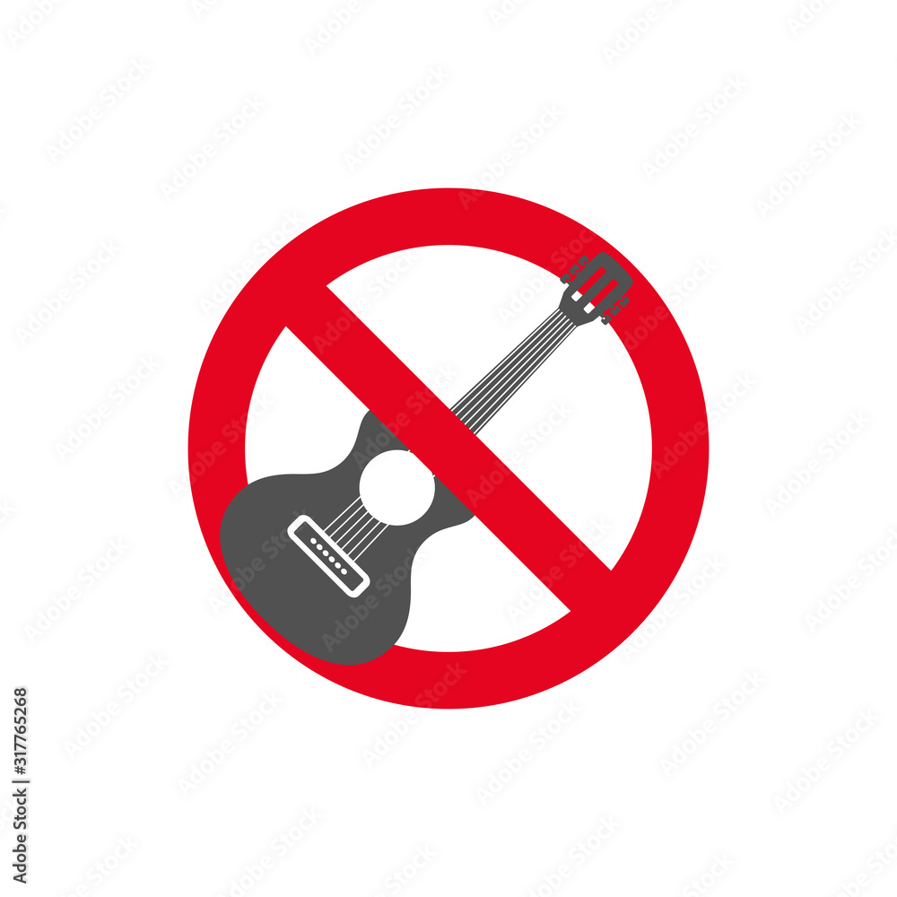 Prohibition sign. Forbidden street music in flat style.Vector illustration. Prohibition sign. Forbidden street music in flat style.Vector illustration.