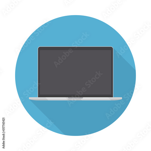 Laptop icon in a flat design with long shadow