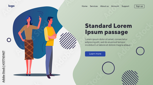Angry couple in conflict. Man and woman arguing flat vector illustration. Quarrel, problem, relationship concept for banner, website design or landing web page