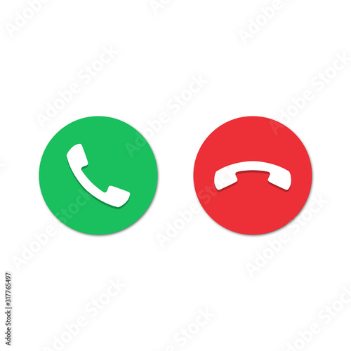 Accept call and decline buttons for phone call icons
