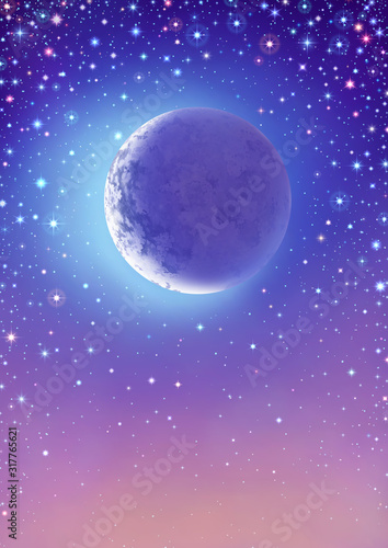 Starry Sky with Crescent Moon