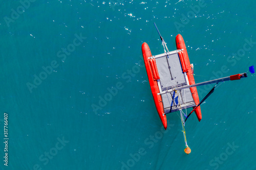 Summer aerial photo of beach with ocean and free space for your decoration. 