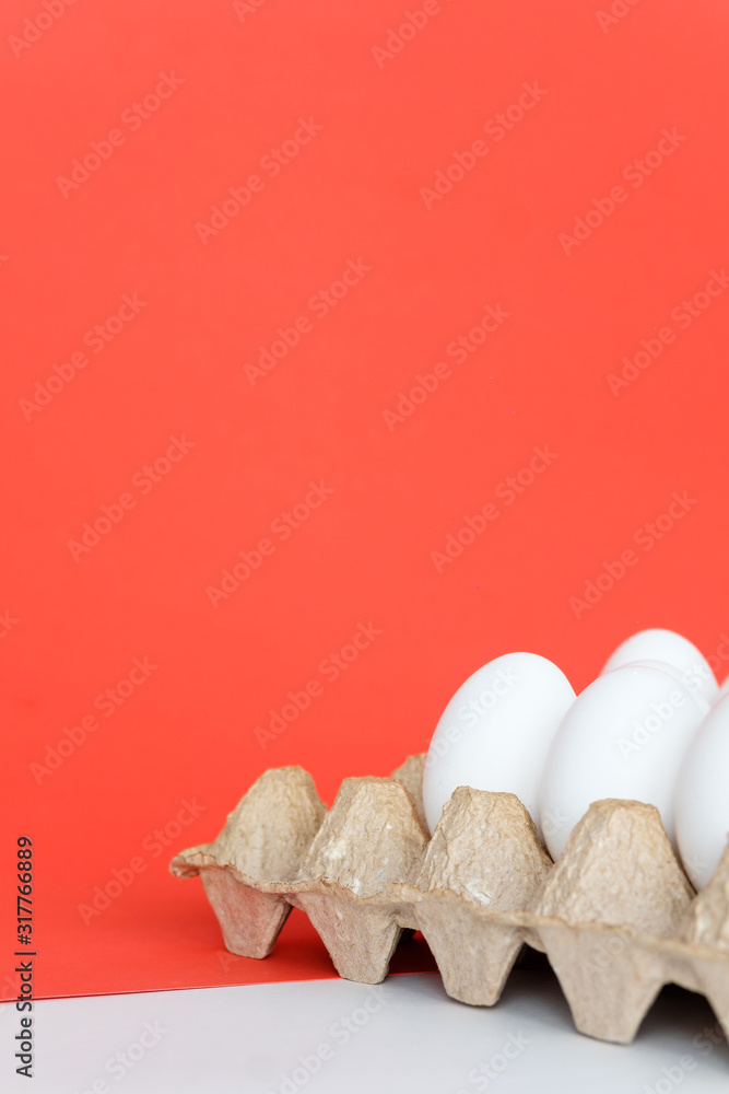 Eggs in box, modern easter card, concept of healthy lifestyle Eggs in box, modern easter card, concept of healthy lifestyle