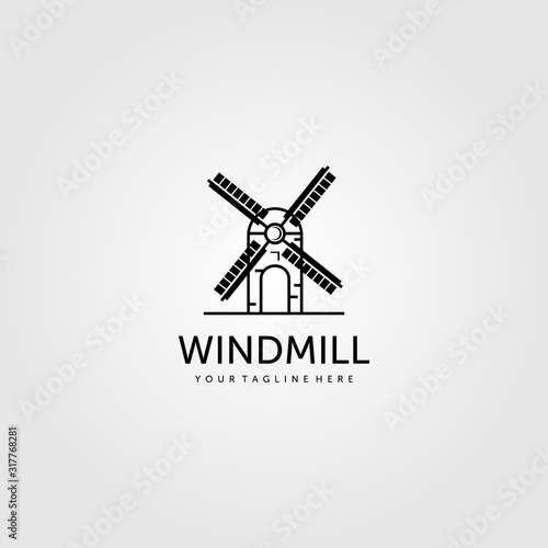 windmill logo line art minimalist vector illustration graphic design