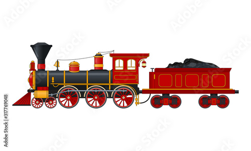 Vintage steam locomotive in retro style