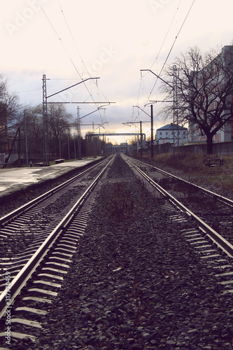 perspective of empty train railway