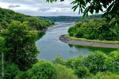 Le Trieux, petit fleuve côtier français, la Roche-Jagu, Bretagne, Côtes-d’Armor, France