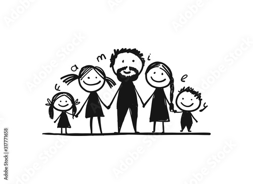 Happy family together, sketch for your design