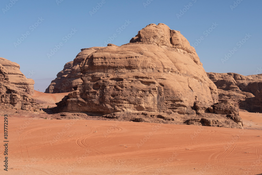 Vista panorámica del desierto de Wadi Rum, Jordania