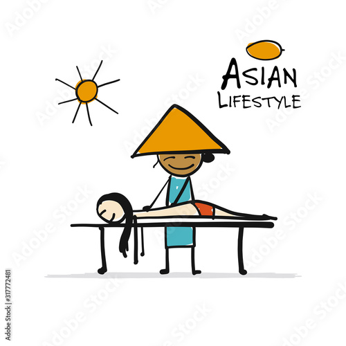 Asian lifestyle, people characters for your design. Masseur