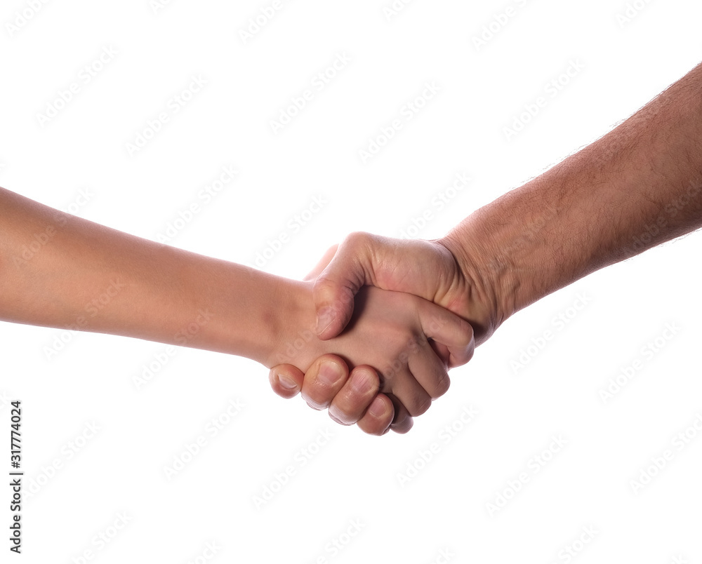 handshake, hand of a young man and man
