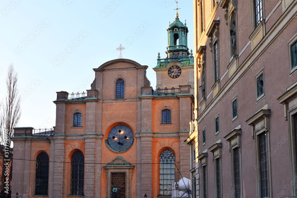 Stockholm, Sweden- January 2020. Tourist attractions of Stockholm.  View of the old city.  Central streets of Stockholm.  The capital of Sweden. landmarks of Stockholm city. Scandinavia. North Europe