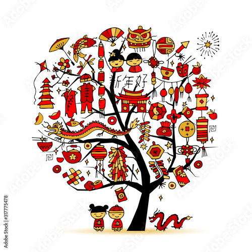 Chinese new year card, sketch for your design
