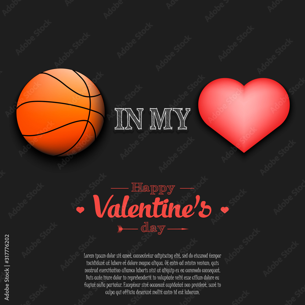 Basketball in my heart. Happy Valentines Day Basketball in my heart. Happy Valentines Day