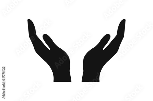 Vector protecting hands icon. Cupped hands