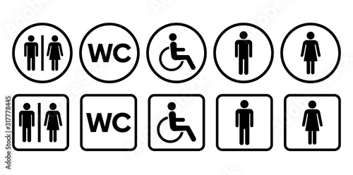 Bathroom WC signs. Toilet sign. Vector illustrations