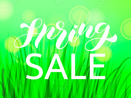 Spring Sale brush lettering. Vector stock illustration for banner or poster