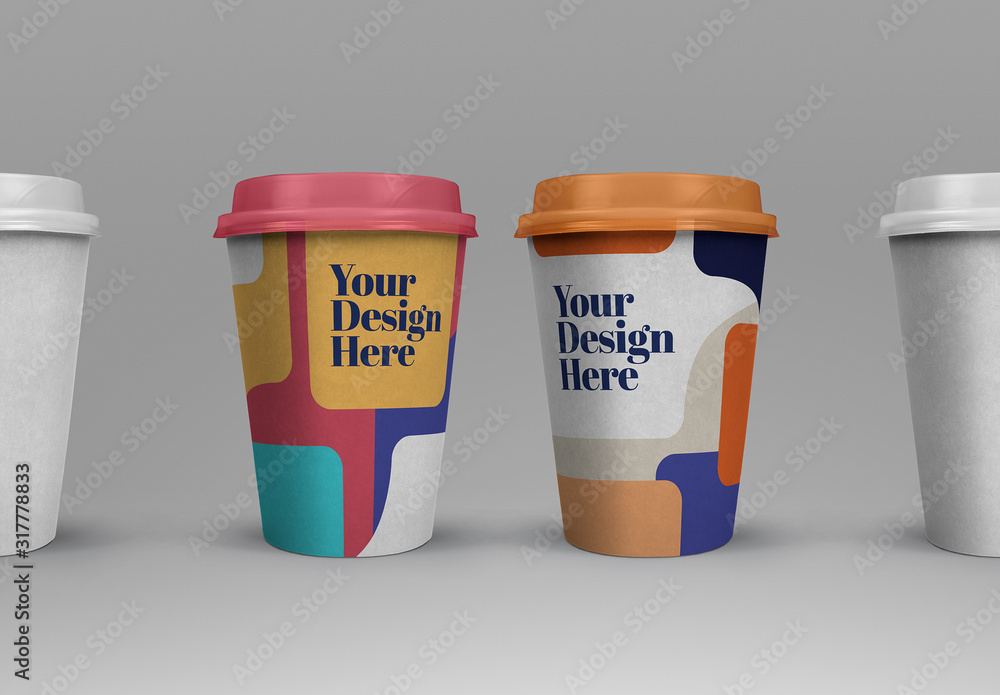 4 Takeout Coffee Cup Mockups Stock Template | Adobe Stock