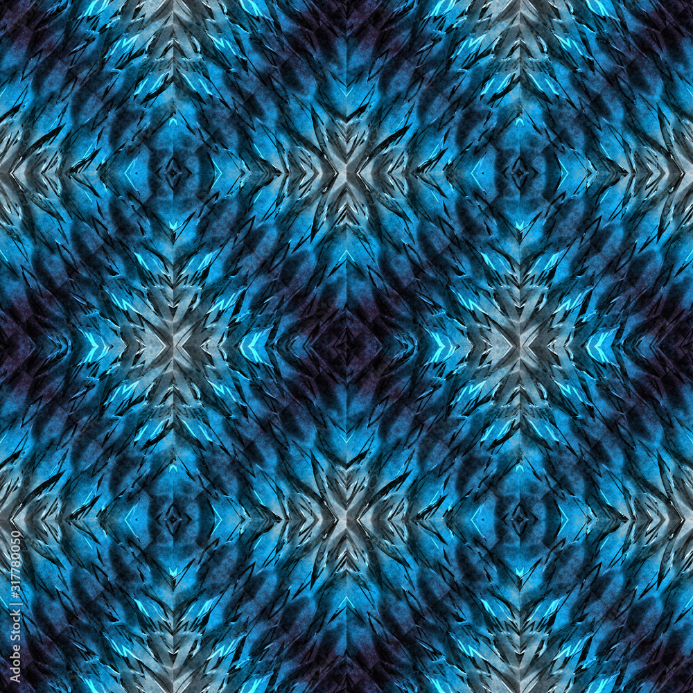 Obraz premium 3d effect - abstract blue silver fractal pattern