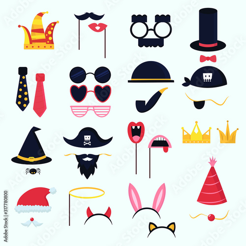 photobooth party element collection. flat design illustration