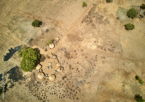 Burkina Faso, Fada N?Gourma, Aerial view of small village