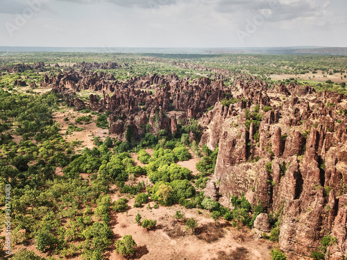 Burkina Faso, Aerial view of Sindou Peaks photo