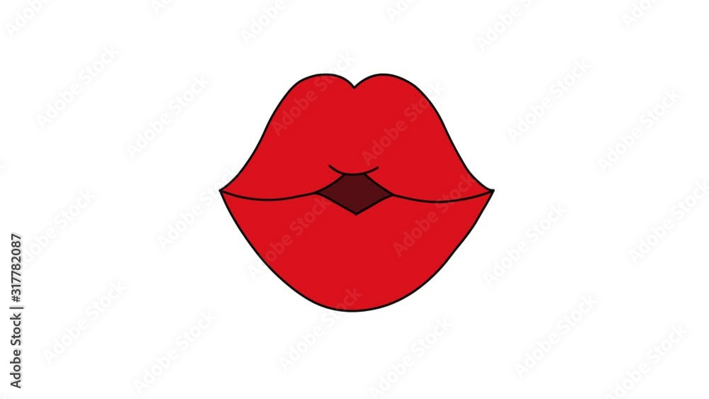 Hand-drawn animation of female lips with kiss. Looping animation. Original file Full HD has an alpha chanel. 25 fps Hand-drawn animation of female lips with kiss. Looping animation. Original file Full HD has an alpha chanel. 25 fps