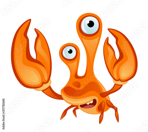 Funny crab on a white background