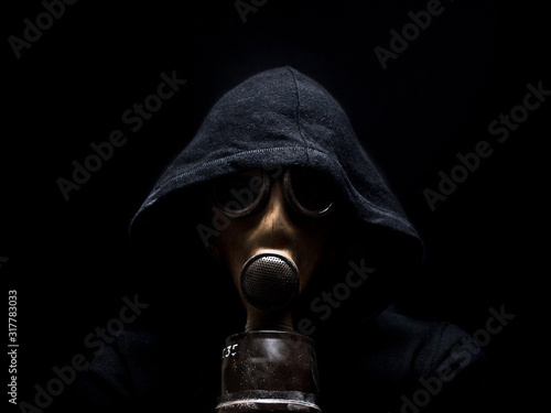 Man wearing a gas mask