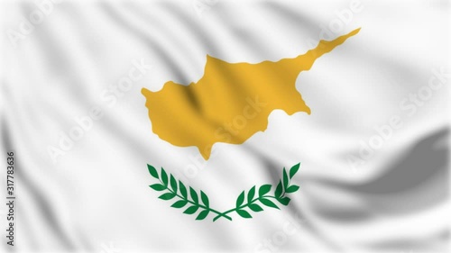 Cyprus flag video waving in wind. Realistic Cypriot Flag background. Cyprus Flag Looping Closeup Cyprus EU European country flags footage video for film, news