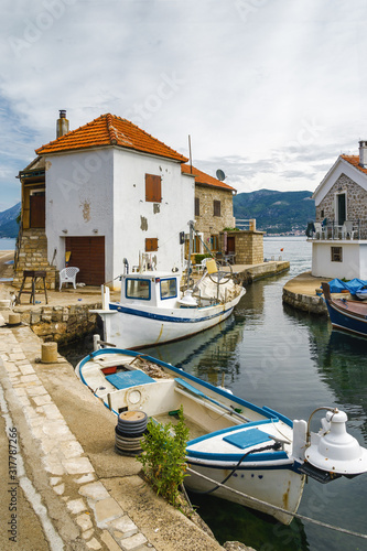 Cloudy view of Kotor bay from Lustica peninsula, Montenegro. photo