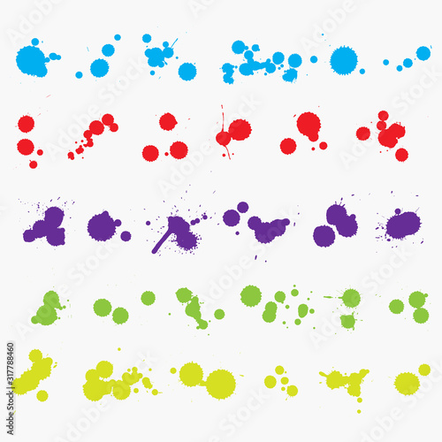Paint Splatters.Hand Drawn Splashes.Vector.Colorful paint splatters.