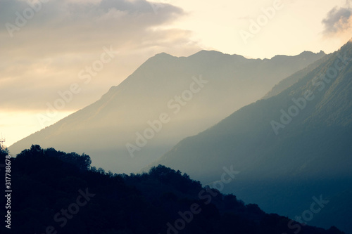 sunset in mountains