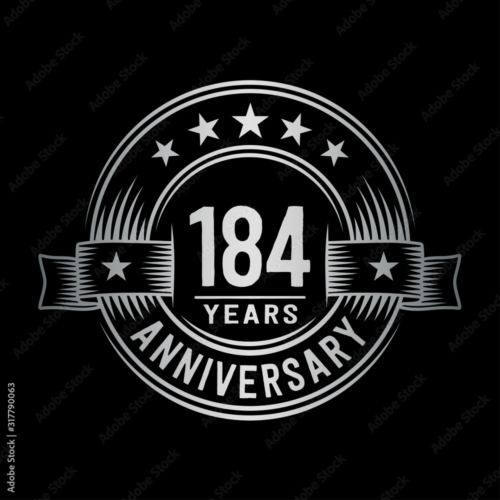 184 years anniversary celebration logotype. Vector and illustration.