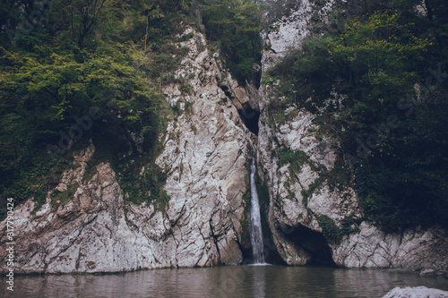 waterfall in mountains