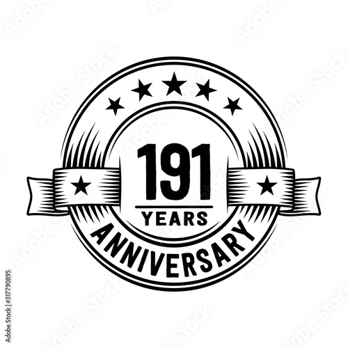 191 years anniversary celebration logotype. Vector and illustration.