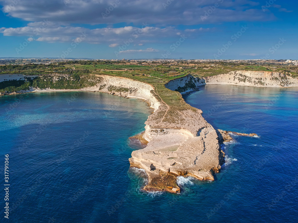 Beautiful cliffs near Marsaxlokk on Malta