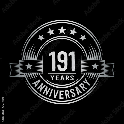 191 years anniversary celebration logotype. Vector and illustration.