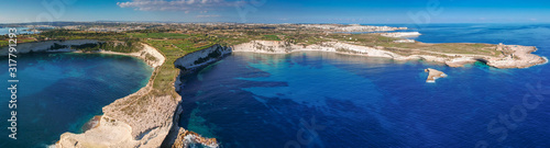 Panorama of beautiful cliffs near Marsaxlokk on Malta