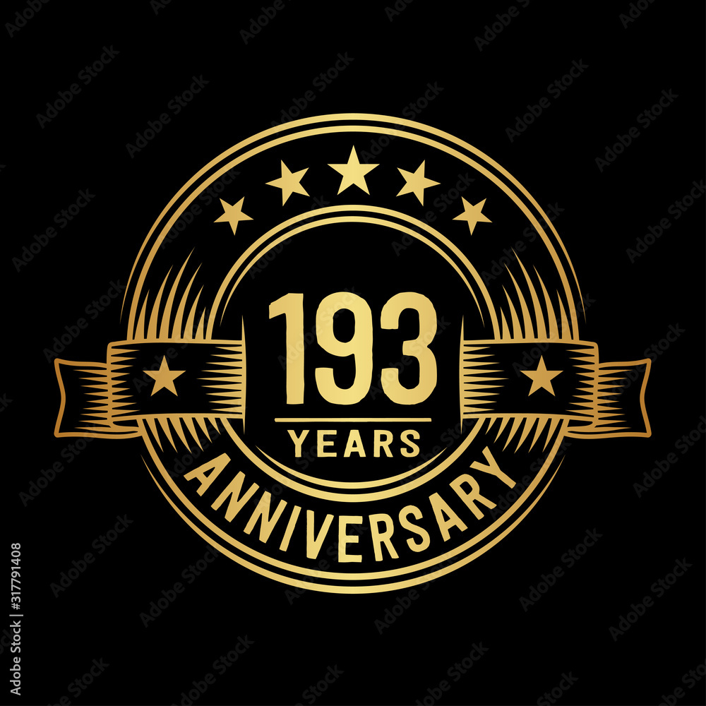 Fototapeta premium 193 years anniversary celebration logotype. Vector and illustration.