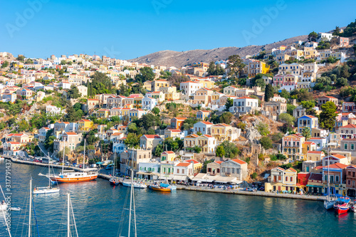 Symi town cityscape  Dodecanese islands  Greece