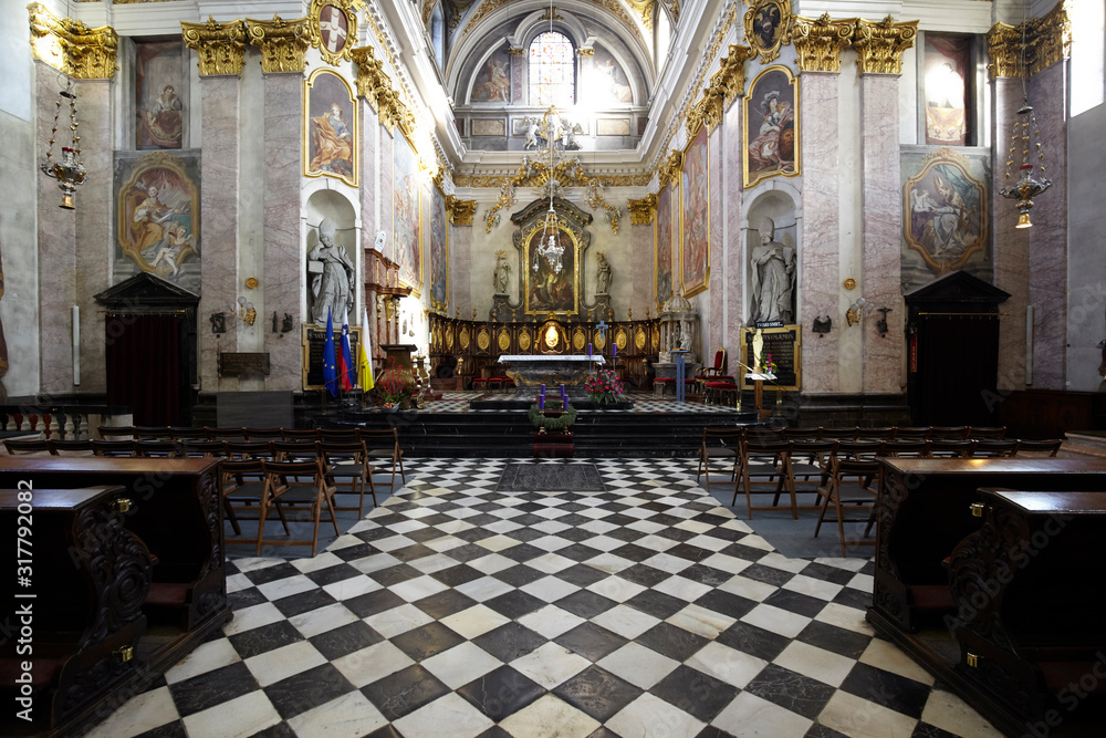Fototapeta premium Interior of Ljubljana Cathedral, St. Nicholas's Church, Ljubljana, Slovenia
