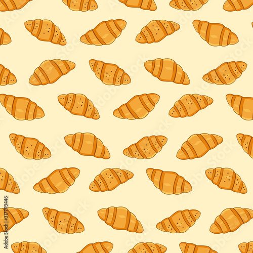 Croissant pattern design. Pastries background with croissant 