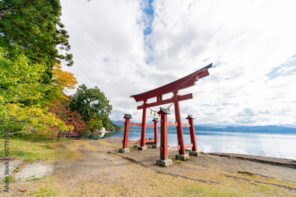 Morning view of the famous Gozanoishi Shrine Morning view of the famous Gozanoishi Shrine