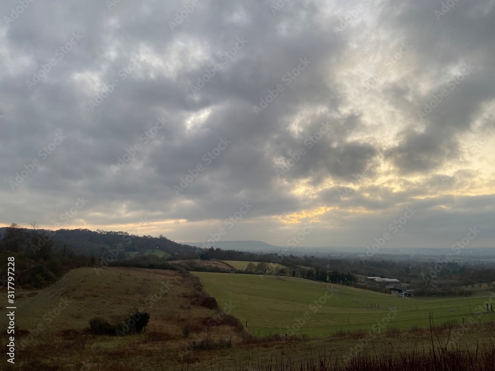 Fototapeta premium sunset over hills