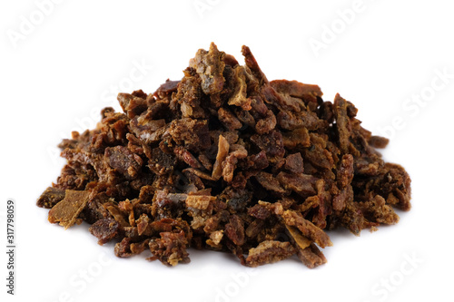 Propolis, bee glue. Pieces of propolis isolated on a white background. Natural remedies. photo
