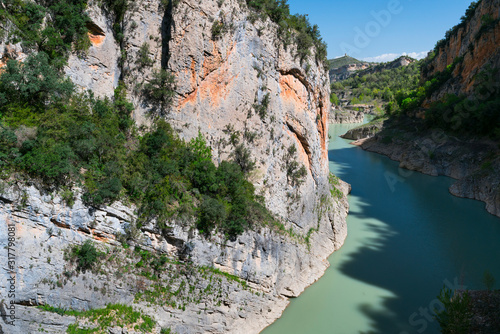 Montrebei Gorge, Congost de Mont Rebei, Noguera Ribagorzana river, Montsec Range, The Pre-Pyrenees, Lleida, Catalonia, Spain, Europe photo