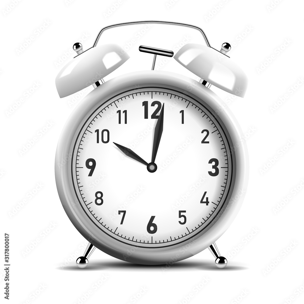 Realistic shiny silver alarm clock. Vector Illustration Stock Vector ...