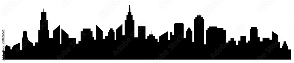 Fototapeta City silhouette. Panoramic city. Town. Vector