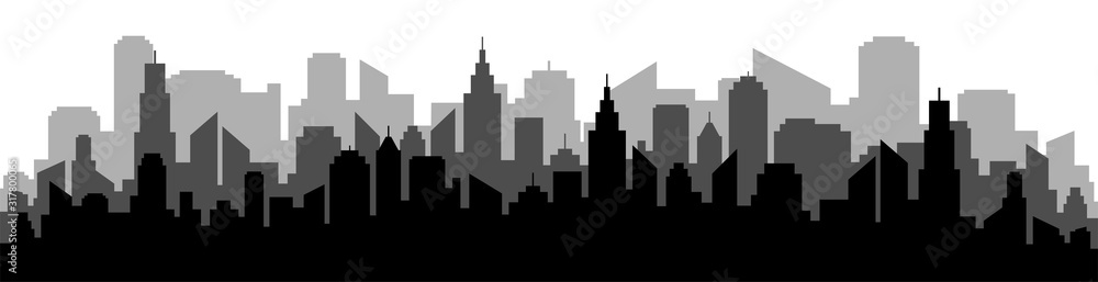 City silhouette. Panoramic city. Town. Vector illustration